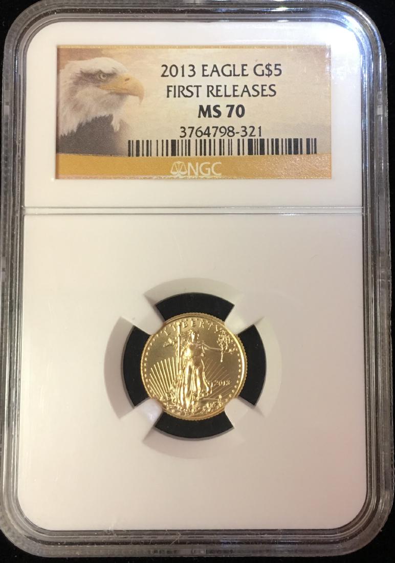 2013 $5 American 1/10 Gold Eagle NGC MS70 First Release (1 of 2)