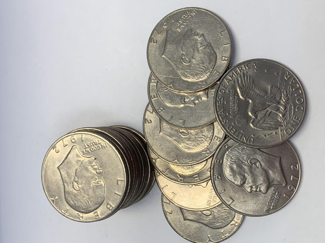 1972-P Eisenhower Dollars Roll of 20 in plastic tube BU (1 of 2)