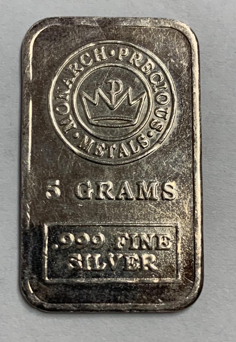 5 Gram Bar Monarch Precious Metals Mint Inglot .999: 5 Gram Bar Monarch Precious Metals Mint Inglot .999 Fine Silver