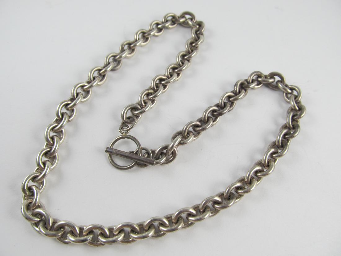 STERLING SILVER BEAUTIFUL HEAVY TOGGLE LOCK NECKLACE 17 (1 of 5)