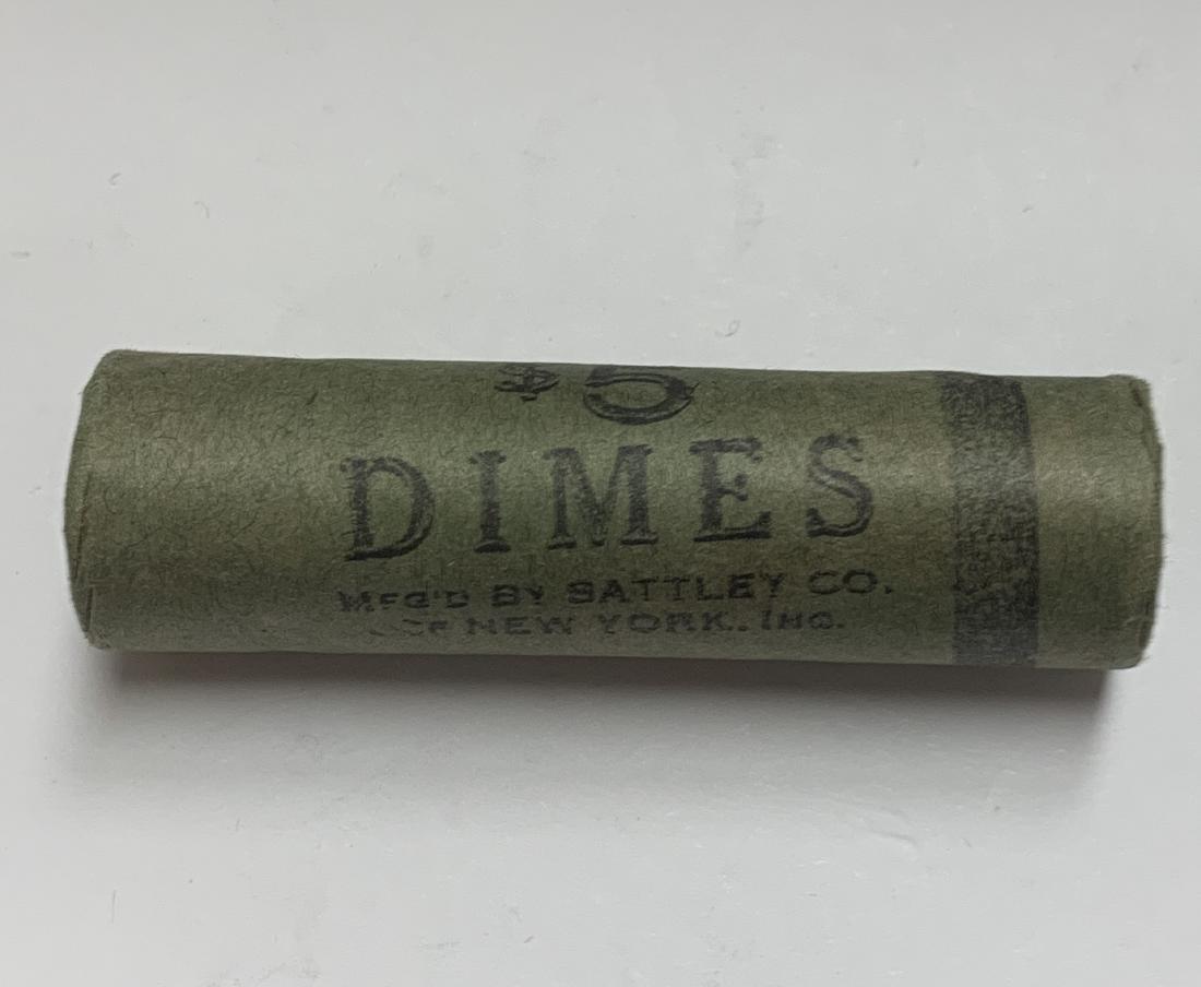 1964-P Bank Wrapped Roll of 50 Roosevelt Silver Dimes (1 of 6)