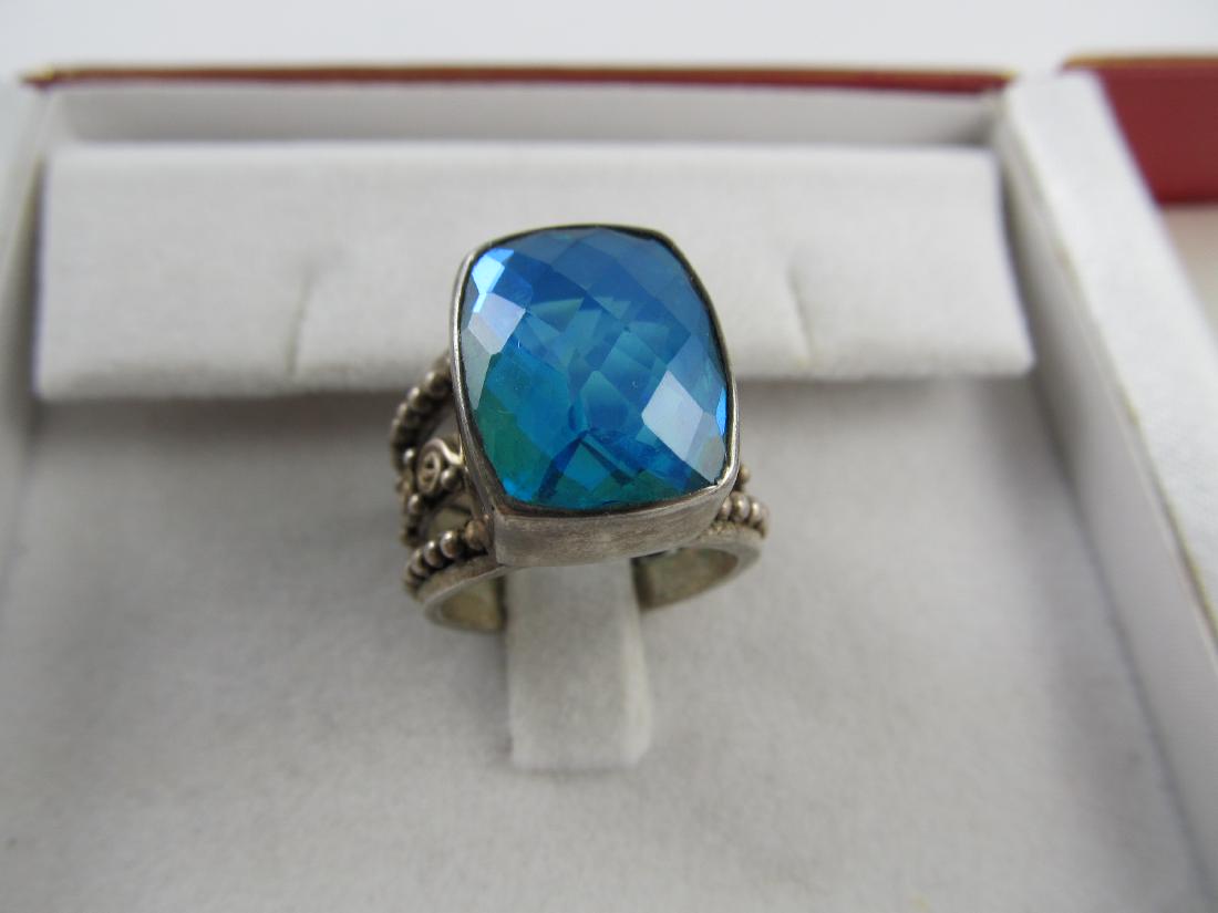 SAJEN STERLING SILVER RING FACETED 12 CARATS BLUE (1 of 6)