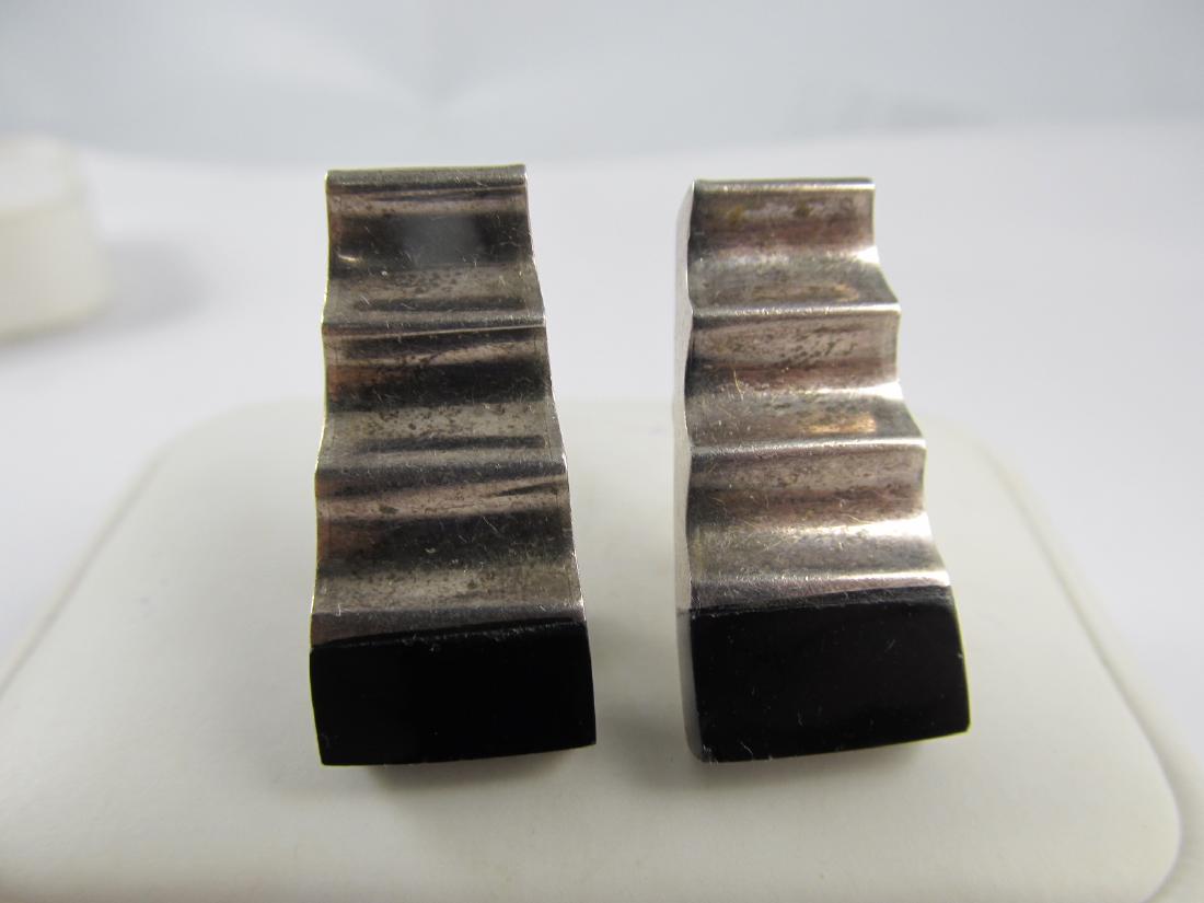 MEXICO TV-56 925 STERLING CLIP EARRINGS BLACK ONYX (1 of 5)