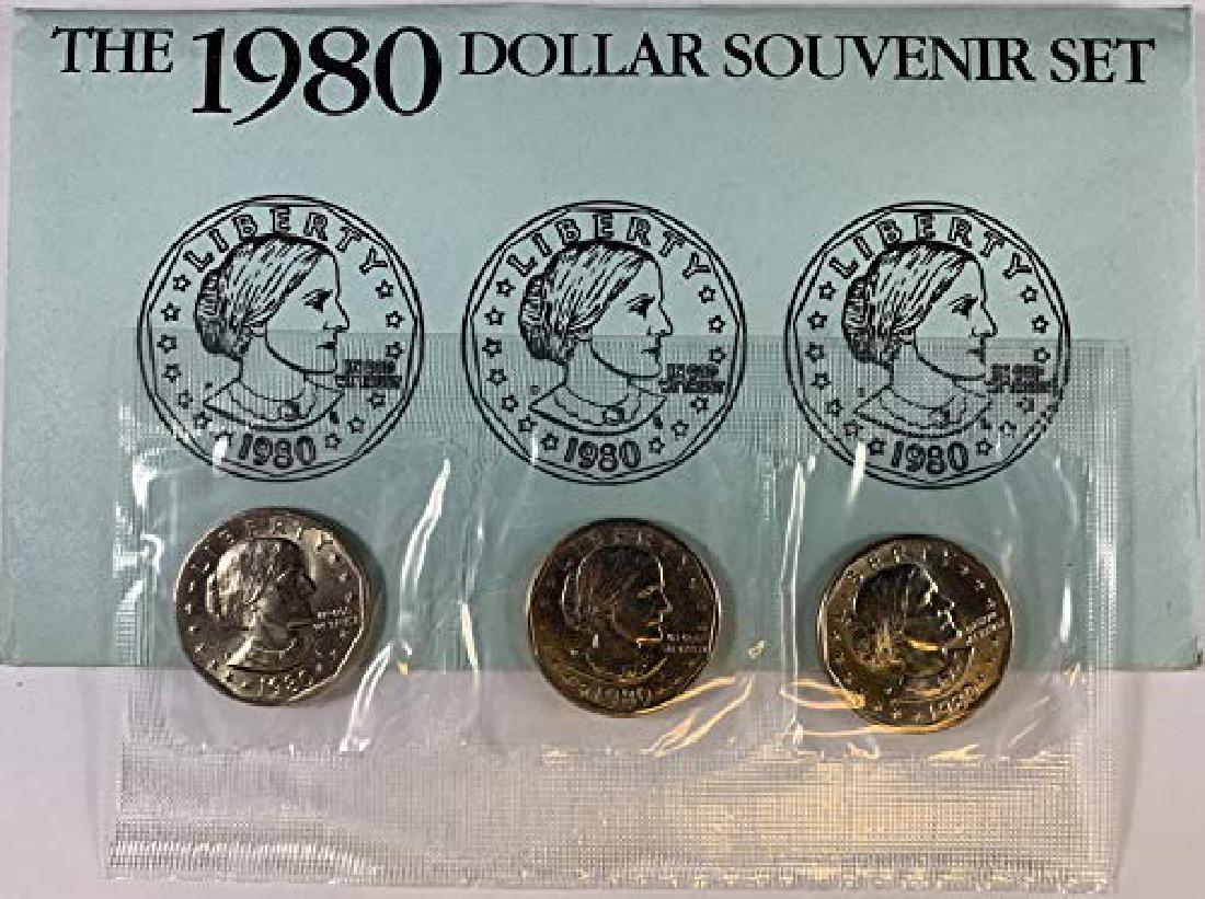 1980 P, D, S Susan B. Anthony US Mint Souvenir Set BU (1 of 2)