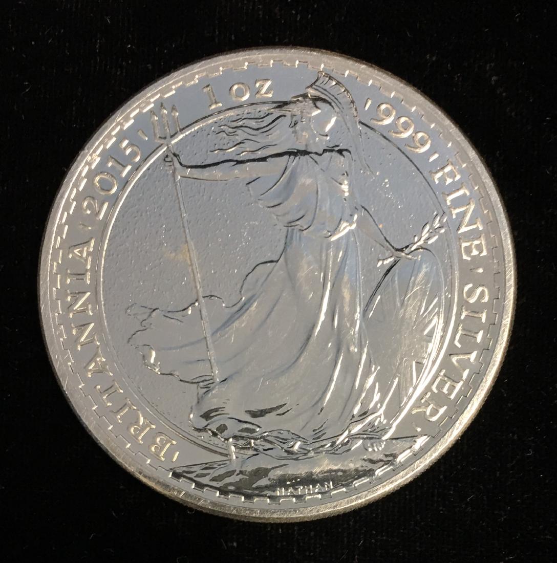 2015 Gr. Britain 2£ Britannia 1 oz. Fine Silver BU (1 of 2)