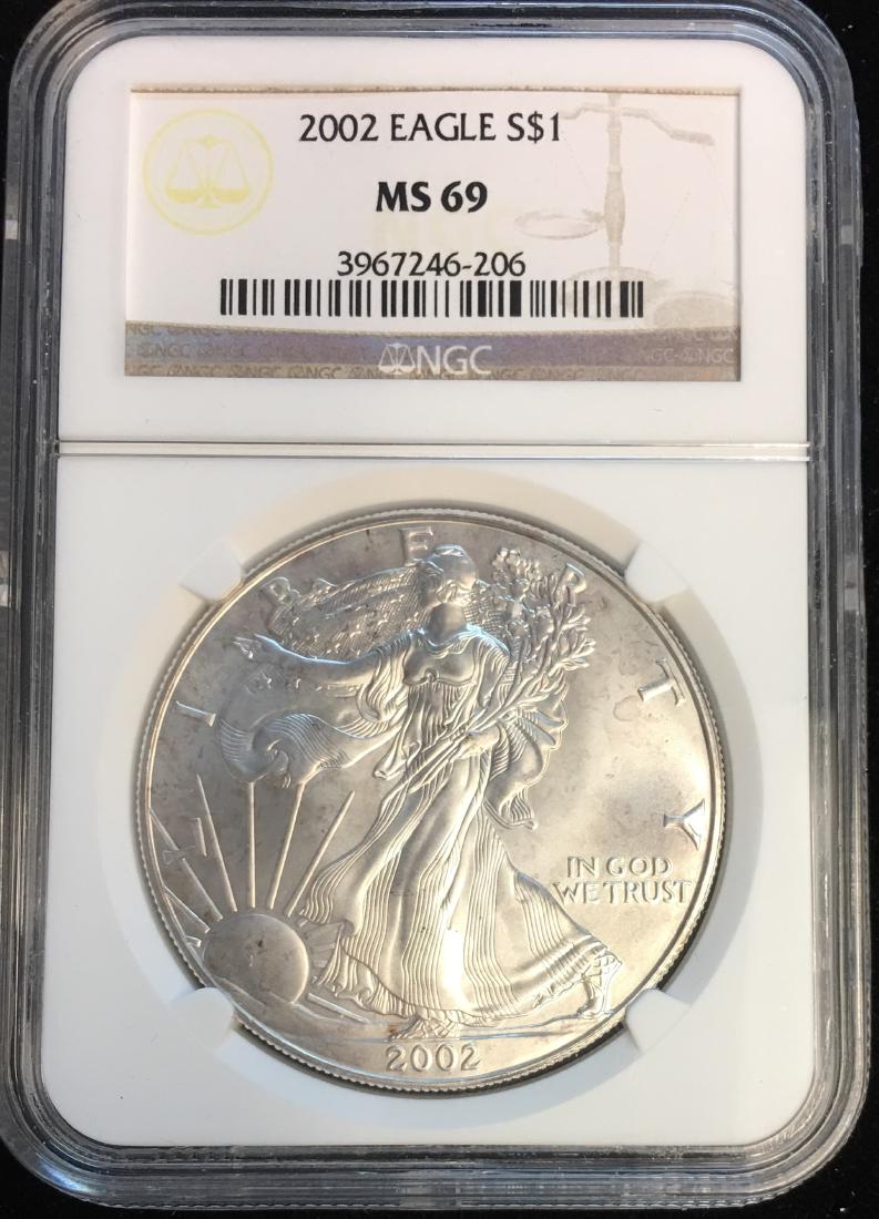 2002 $1 American Silver Eagle 1 oz. Fine Silver NGC (1 of 2)