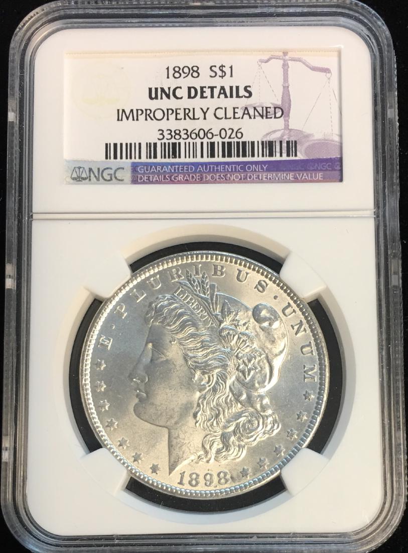 1898-P $1 Morgan Silver Dollar NGC UNC DETAILS (1 of 2)
