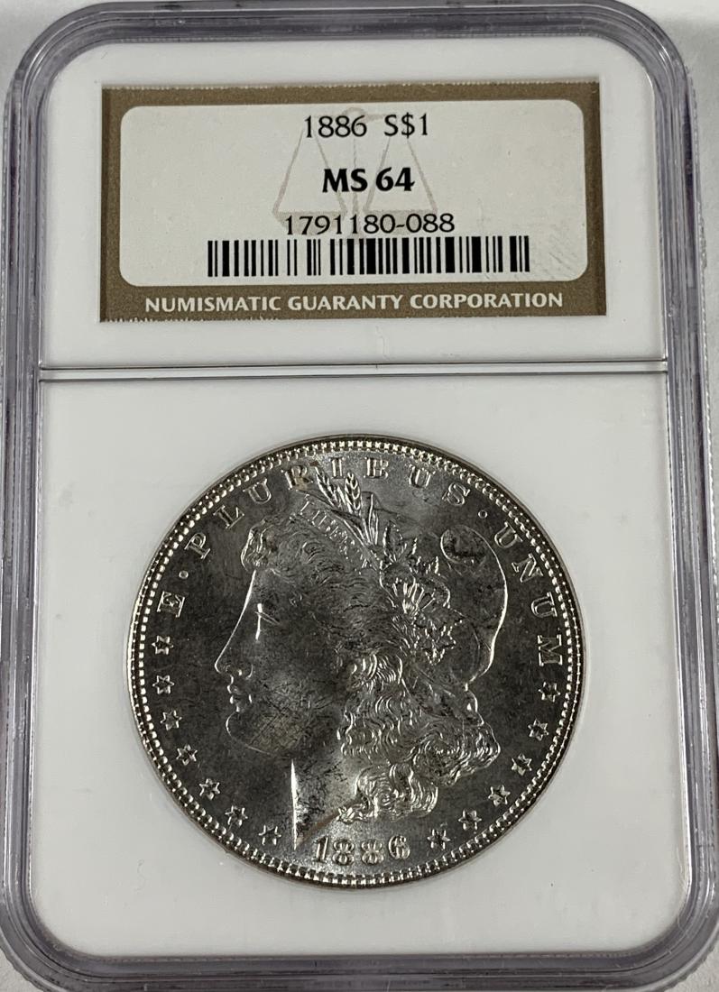 1886-P $1 Morgan Silver Dollar NGC MS64 White (1 of 2)
