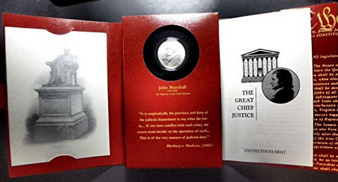 2005-P $1 Chief Justice John Marshall Silver Dollar and: 2005-P $1 Chief Justice John Marshall Silver Dollar and Chronicles Set in US Mint Original Government Packaging BU