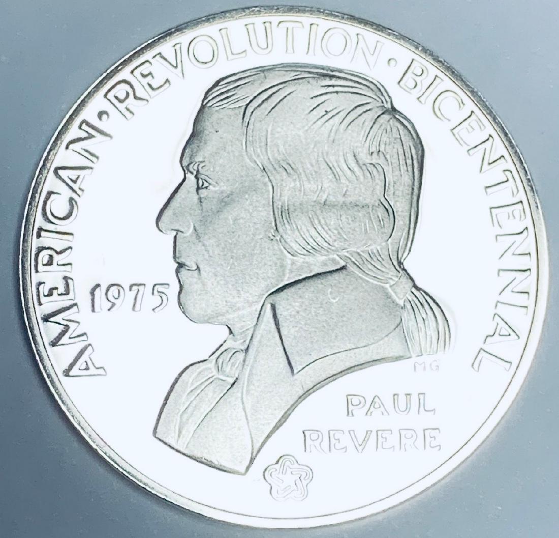 1975 Revere Bicentennial American Revolution: 1975 Revere Bicentennial American Revolution Commemorative Sterling Silver Medal Proof