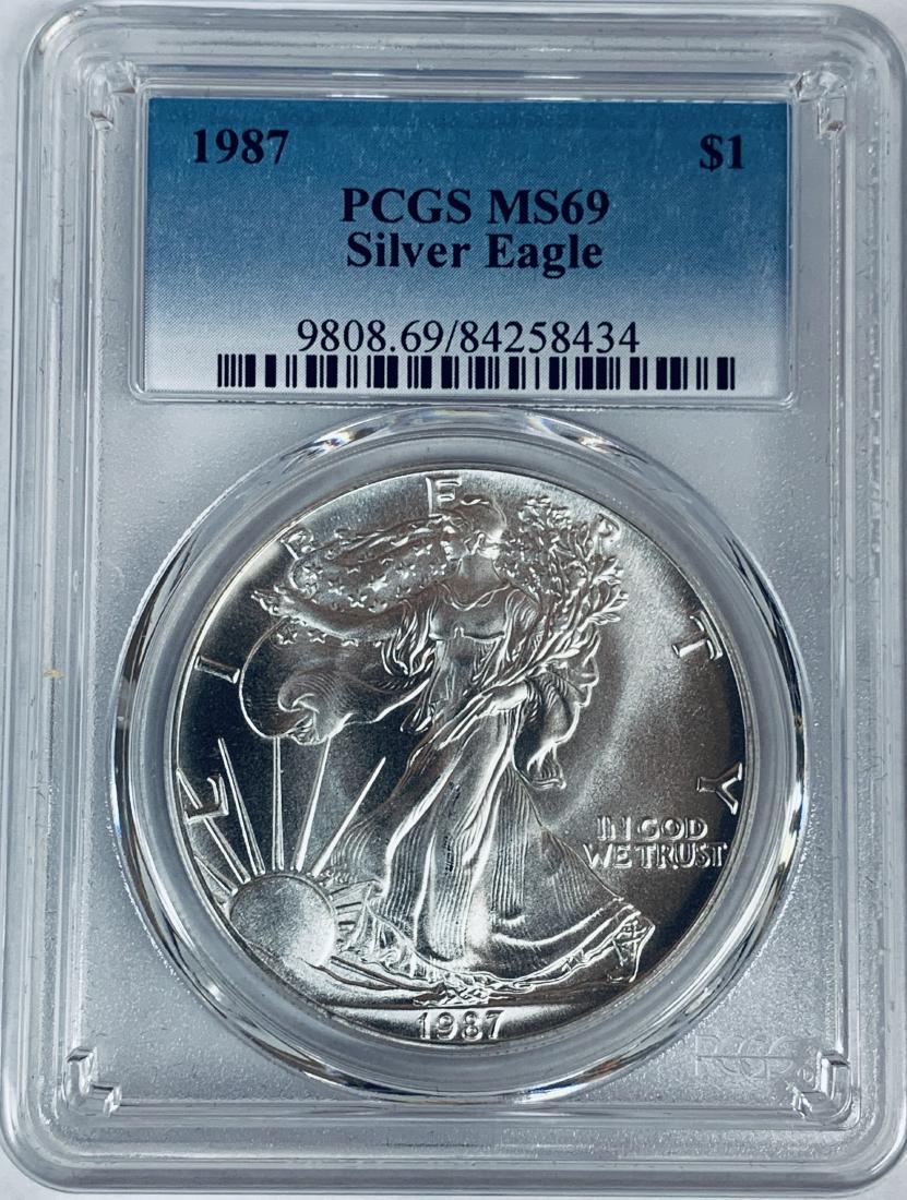 1987 $1 American Silver Eagle PCGS MS69 (1 of 4)