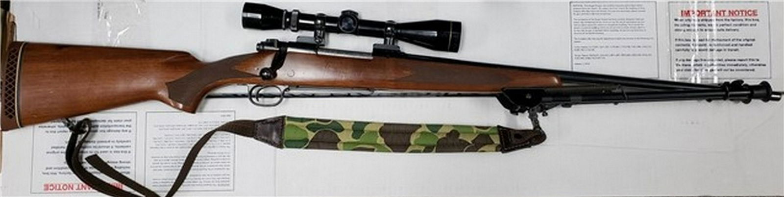 Winchester Model 70 280 REM W/ Harris and Leupold: For sale is a Nice older Winchester Model 70 chambered in 280 REM. Bluing is in great condition, The stock has some safe bumps and bruises but nothing major. Comes with a Leupold Vari-X 2 3-9 optic, H
