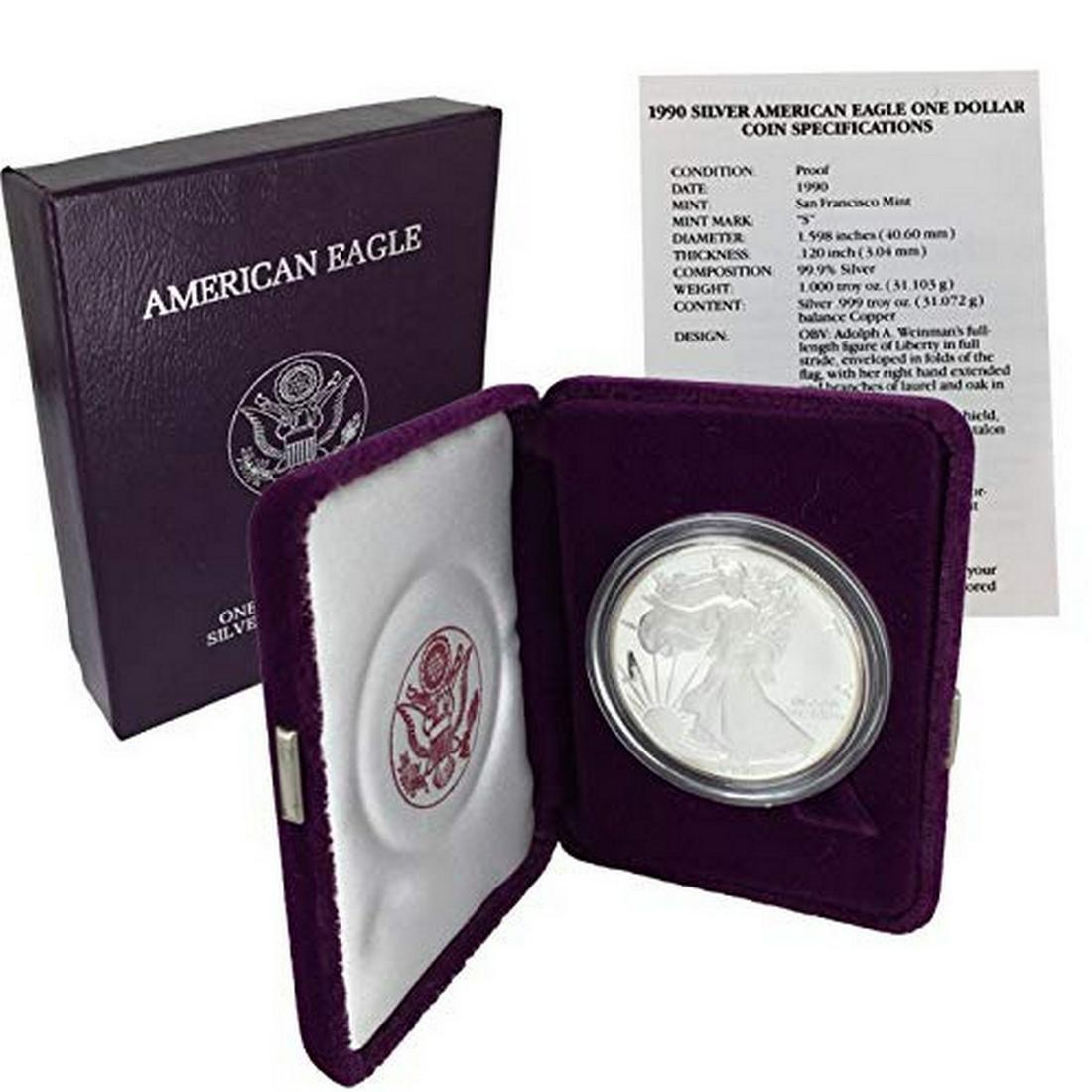 1990-S $1 Proof American Silver Eagle 1 oz ASE in OGP &: 1990-S American One Ounce Silver Eagle in Original Packaging