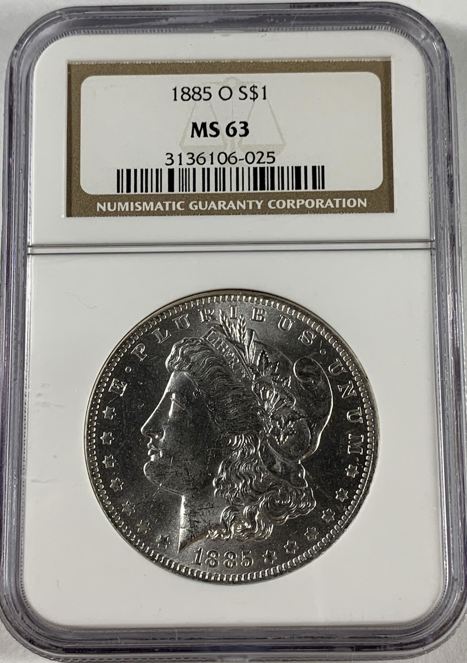 NGC MS63 1885-O US Morgan Silver Dollar S1