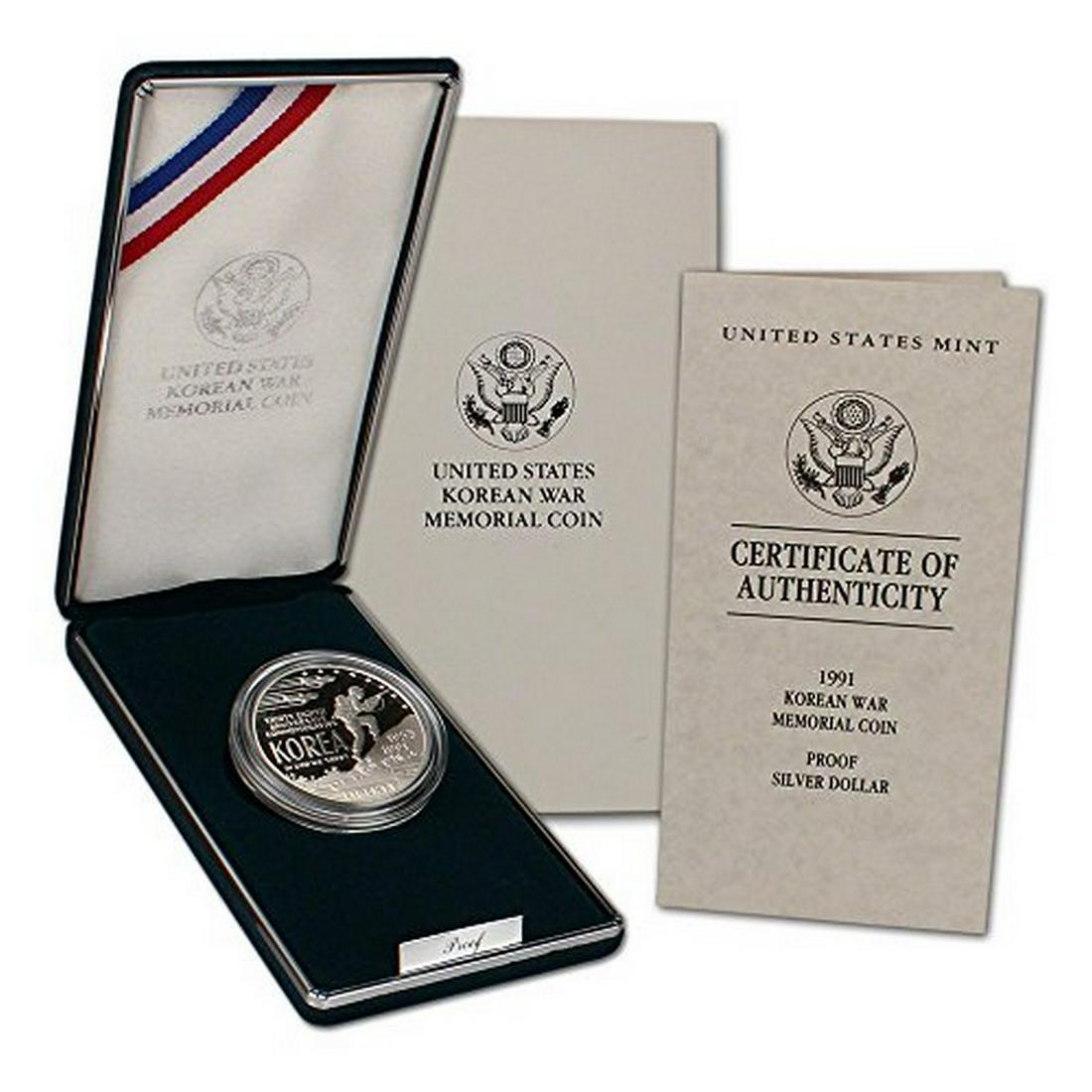 1991-P $1 Korean War Memorial Commemorative Silver: 1991-P $1 Korean War Memorial Commemorative Silver Dollar in US Mint Original Government Packaging Proof