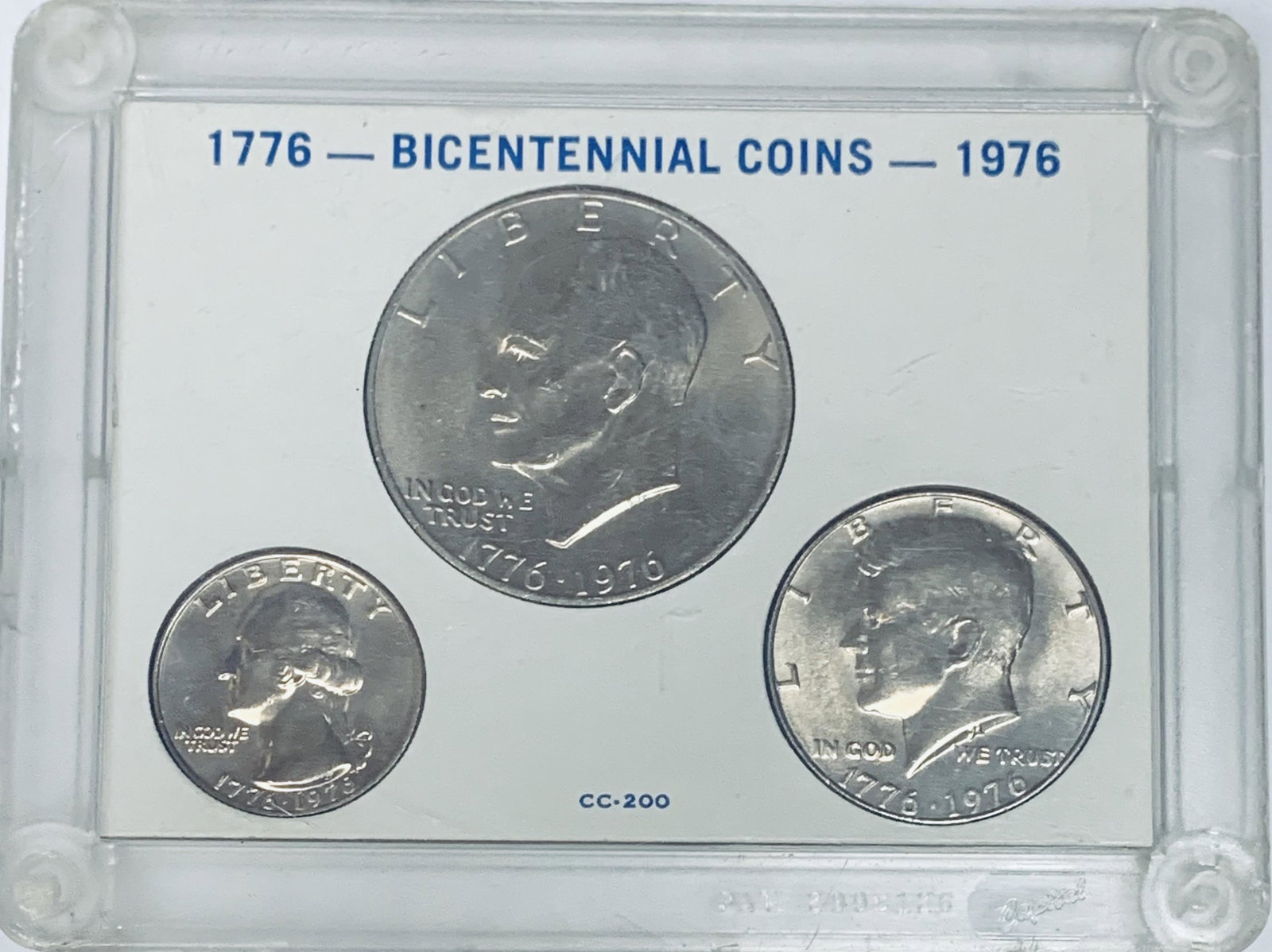 1976 P Bicentennial 3 Coin Set Uncirculated: 1976 Bicentennial 3 Coins Set 1776-1976. In an open contest for the selection of suitable designs for the special Bicentennial reverses of the quarter, half dollar, and dollar, Seth G. Huntington\'s w