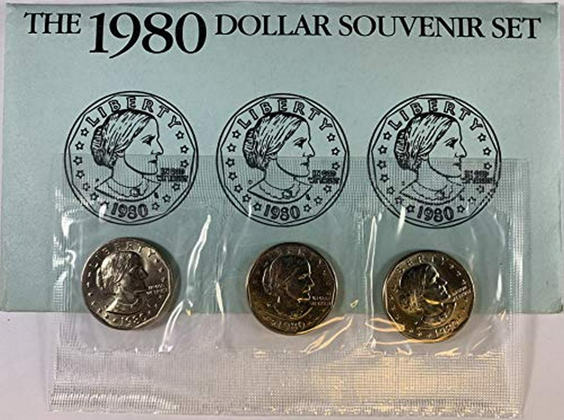 1980 P, D, S Susan B. Anthony US Mint Souvenir Set BU: 1980 P, D, S Susan B. Anthony US Mint Souvenir Set BU