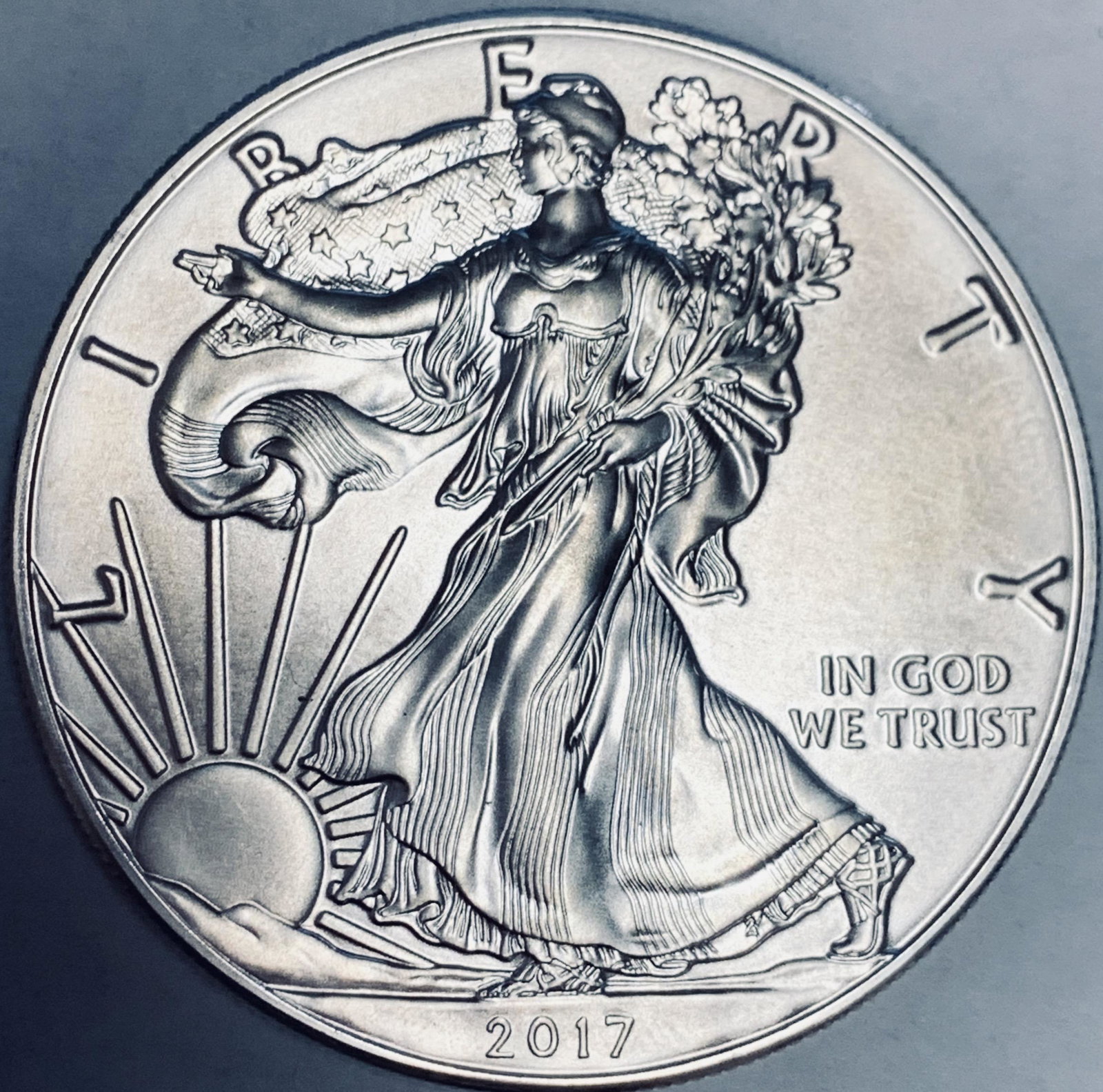 2017 $1 American Silver Eagle 1 oz Fine Silver BU: 2017-P American 1 oz Fine Silver Eagle