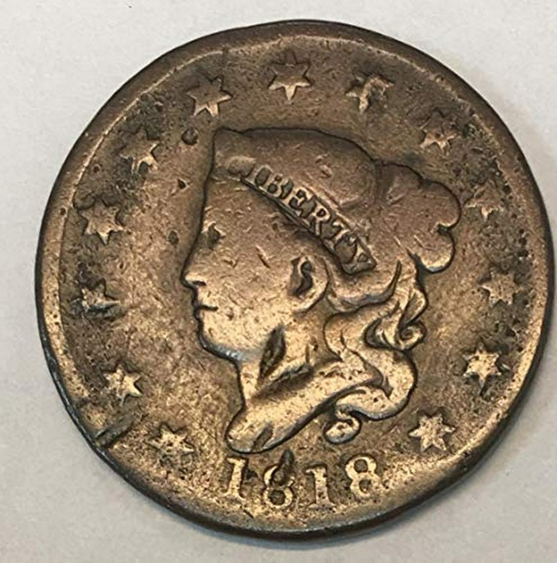 1818 Liberty Head Large Cent 1c VG (1 of 1)