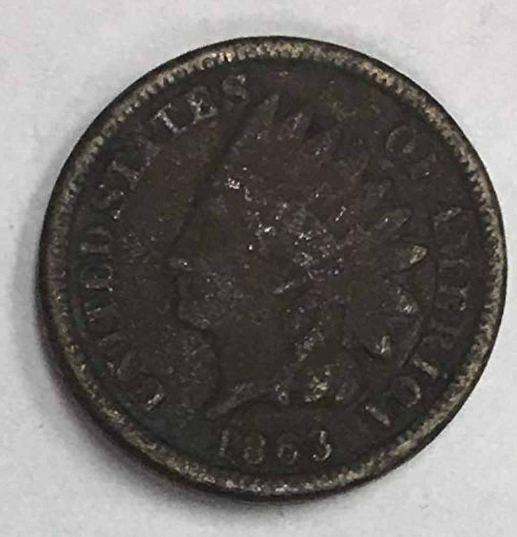 1863 Indian Head Cent Copper-Nickel 1c Good (1 of 1)