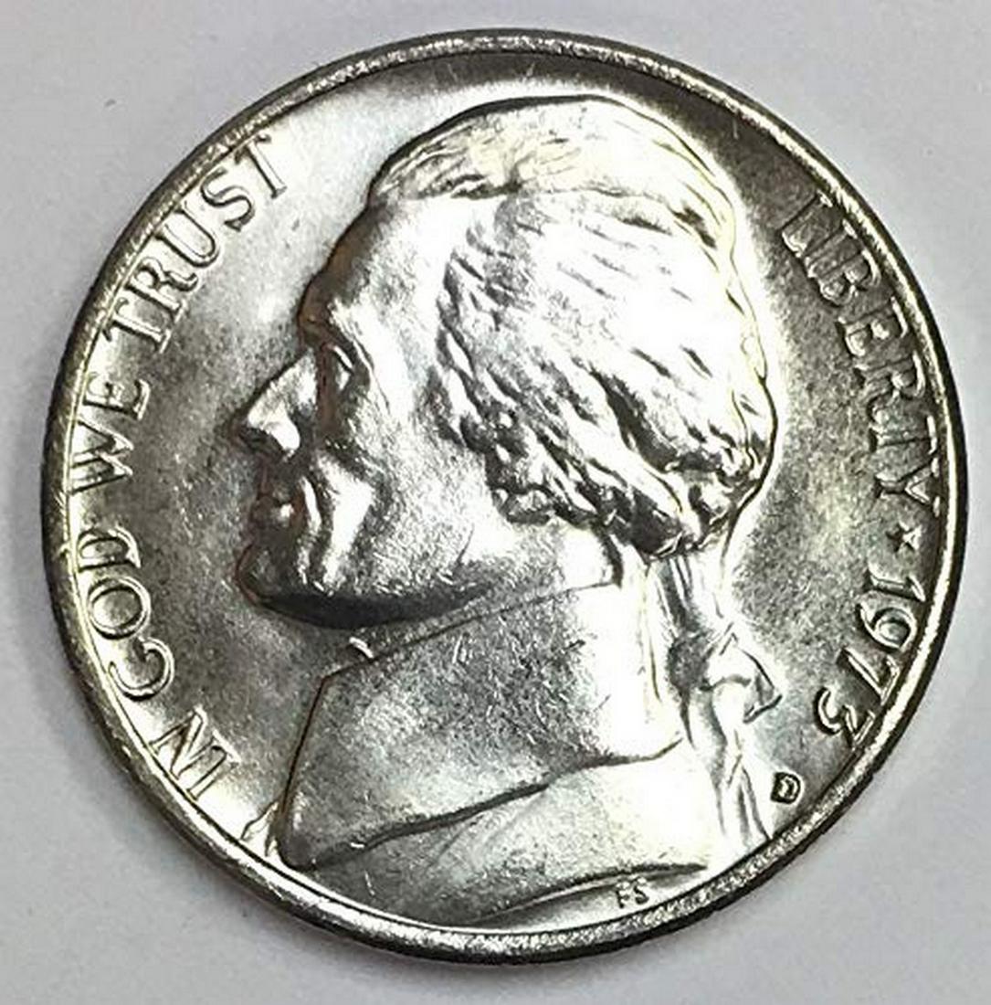 1973 D Jefferson Nickel Five-Cent Piece BU (1 of 1)