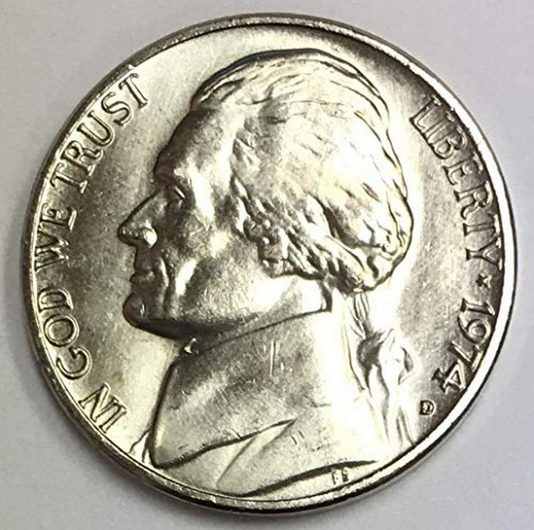 1974 D Jefferson Nickel Five-Cent Piece BU (1 of 1)
