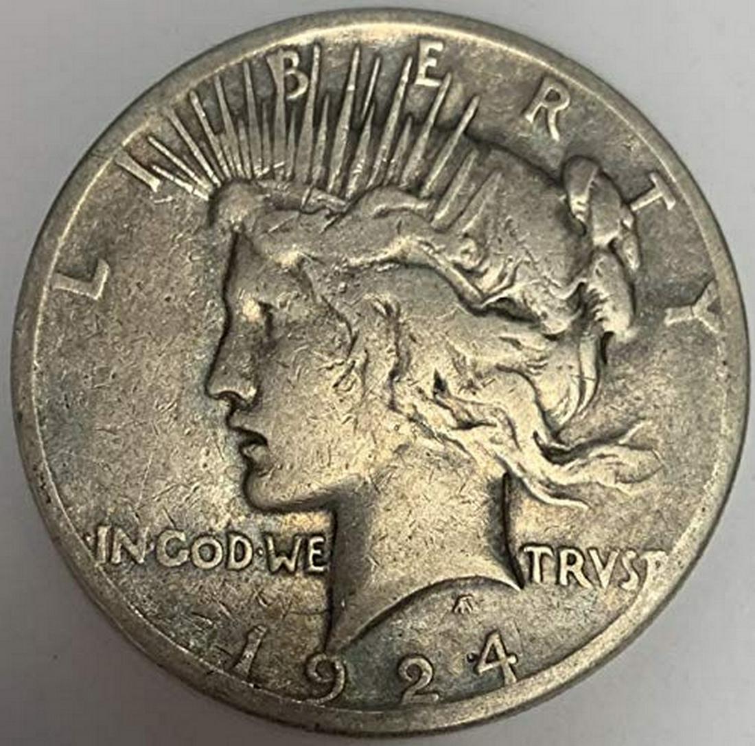 1924 S Peace Silver Dollar Average Circulated $1 F-VF (1 of 1)