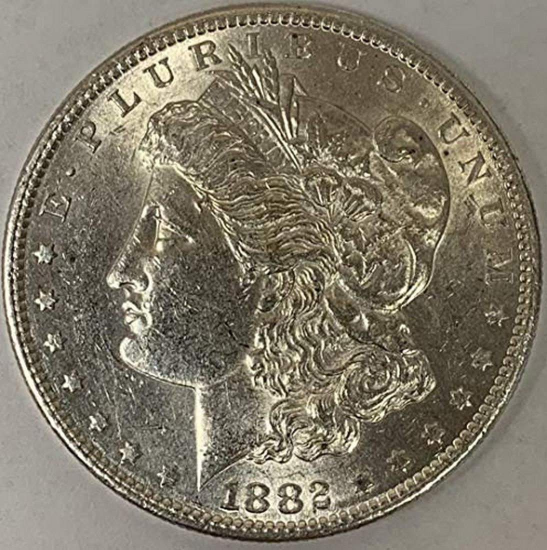 1882 S Morgan Silver Dollar $1 Slider AU/BU (1 of 1)
