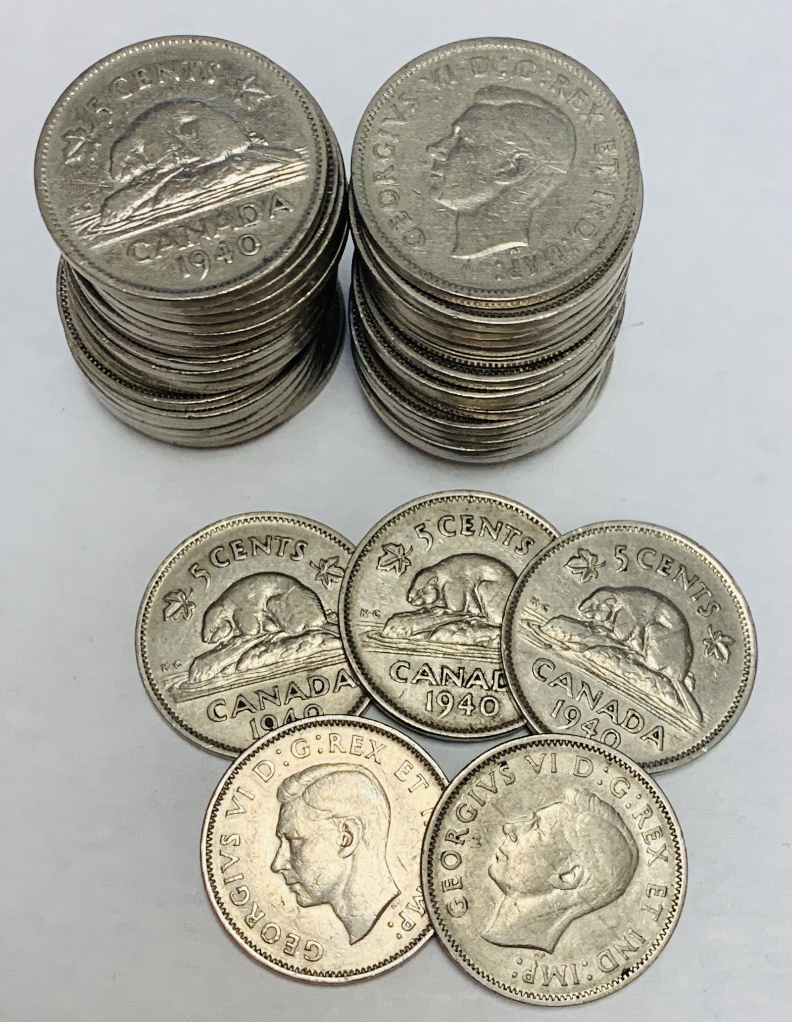 1940 Canada Nickels Roll of 40 coins George VI Various (1 of 3)