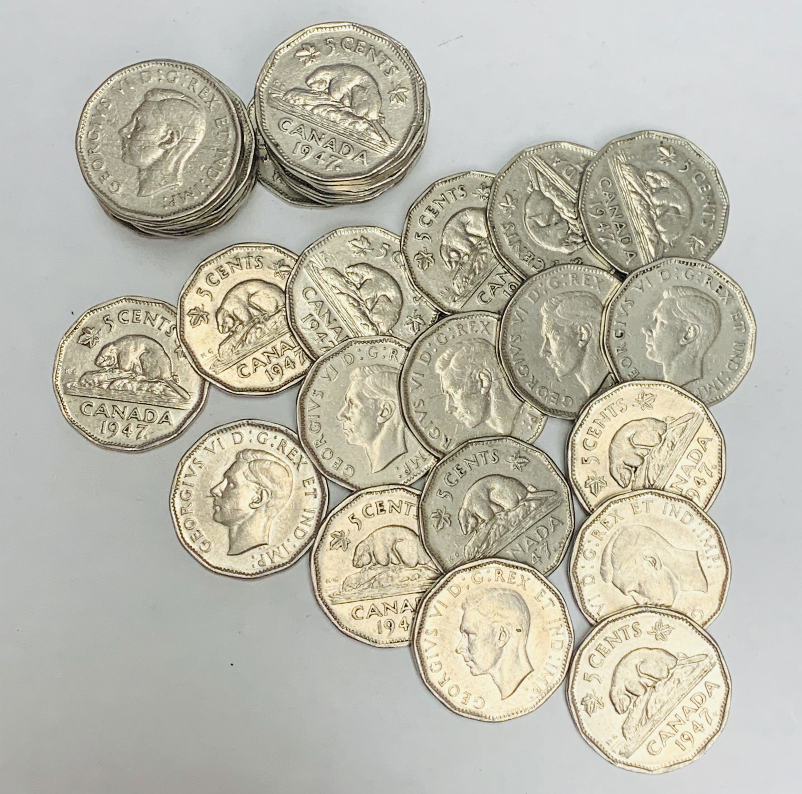 1947 Canada Nickels Roll of 40 coins George VI - (1 of 3)