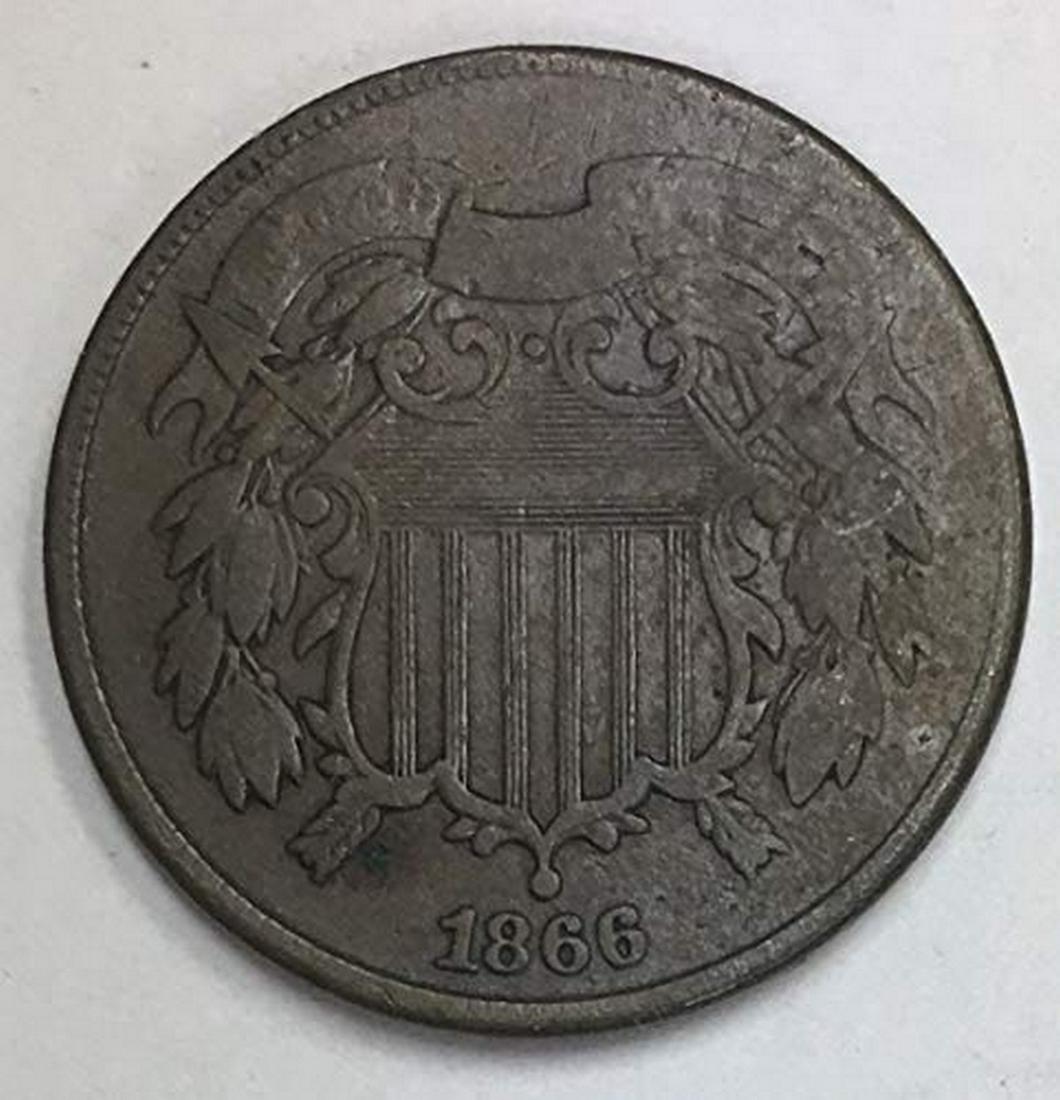 1866 Two-Cent Pieces Average Circulated 2c G-VG (1 of 1)