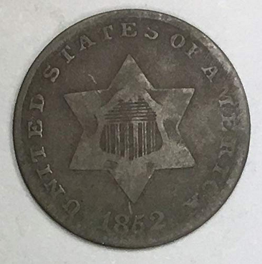 1852 Silver Three-Cent Pieces Average Circulated 3c (1 of 1)