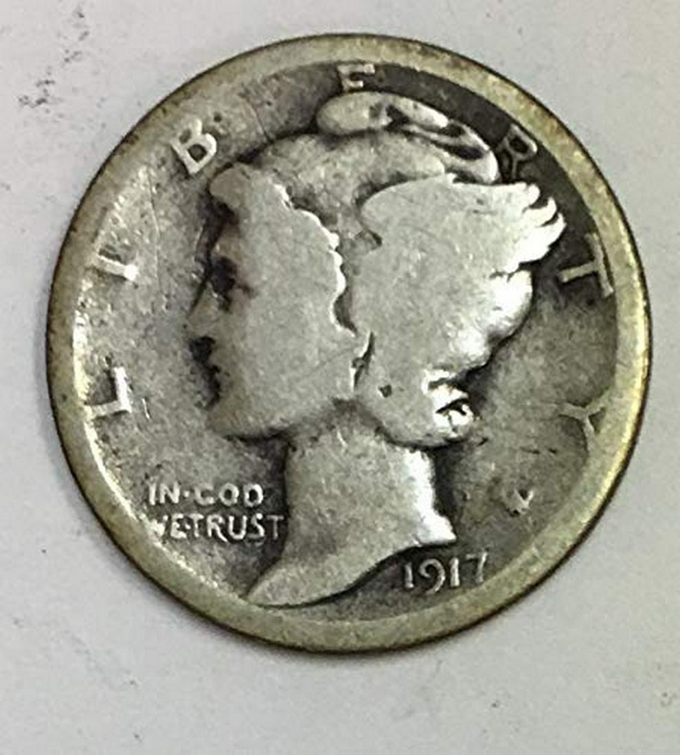 1917 P Mercury Dime 90% Silver 10c Average Circulated (1 of 1)