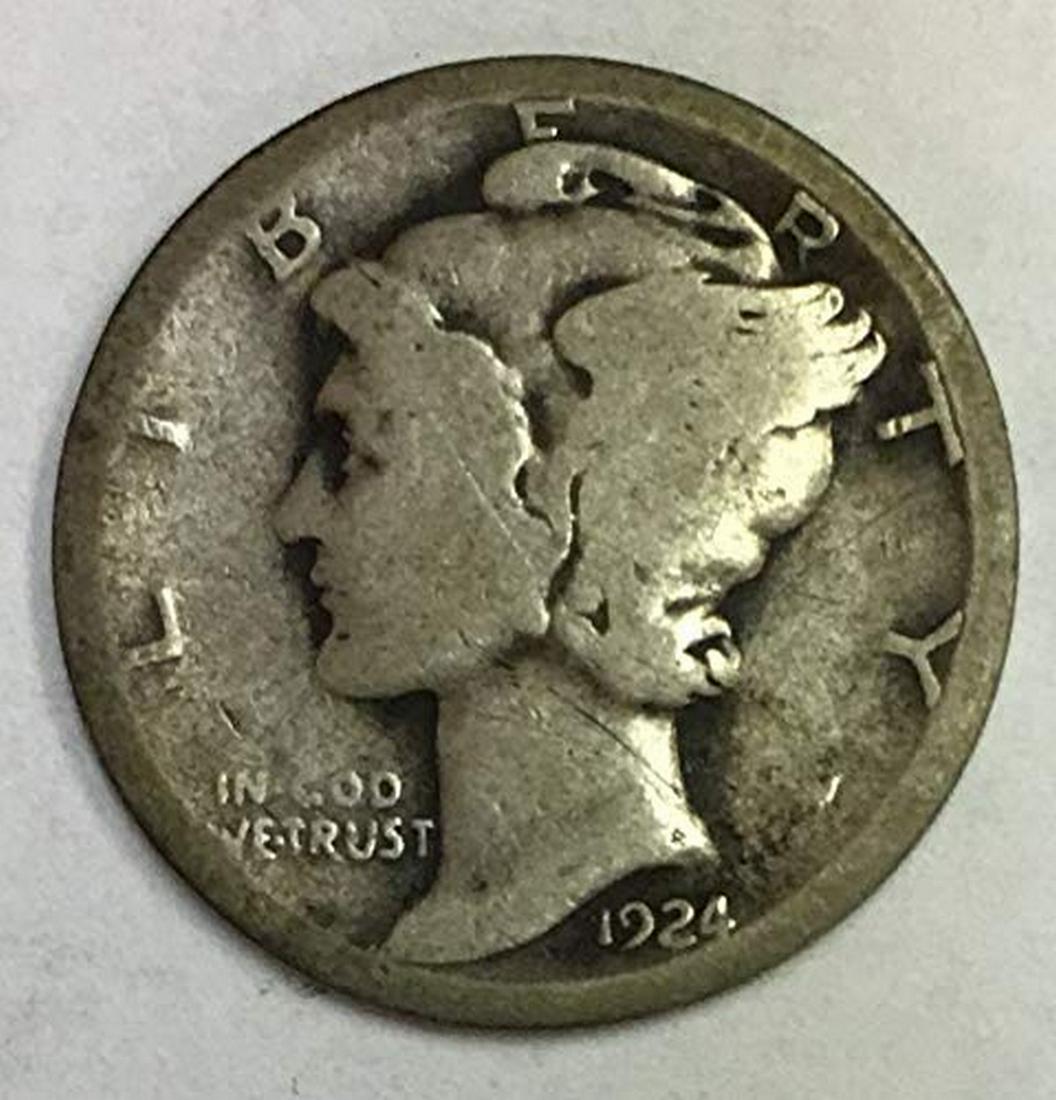 1924 P Mercury Dime 90% Silver 10c Average Circulated (1 of 1)