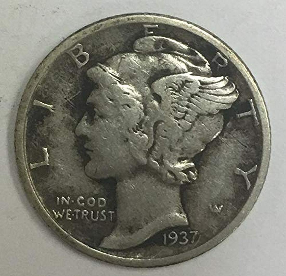 1937 P Mercury Dime 90% Silver 10c Fine (1 of 1)