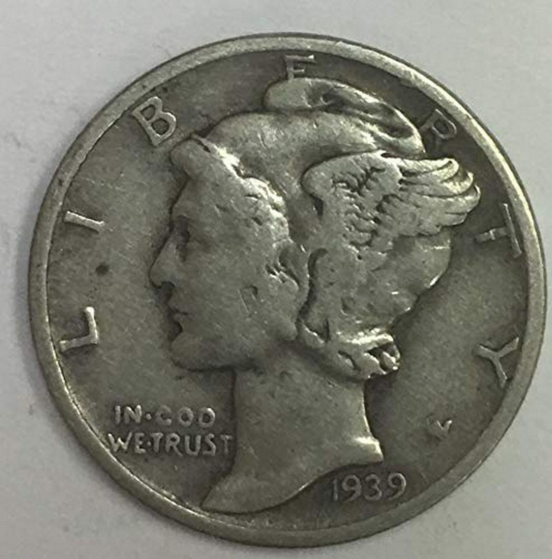 1939 P Mercury Dime 90% Silver 10c Fine (1 of 1)