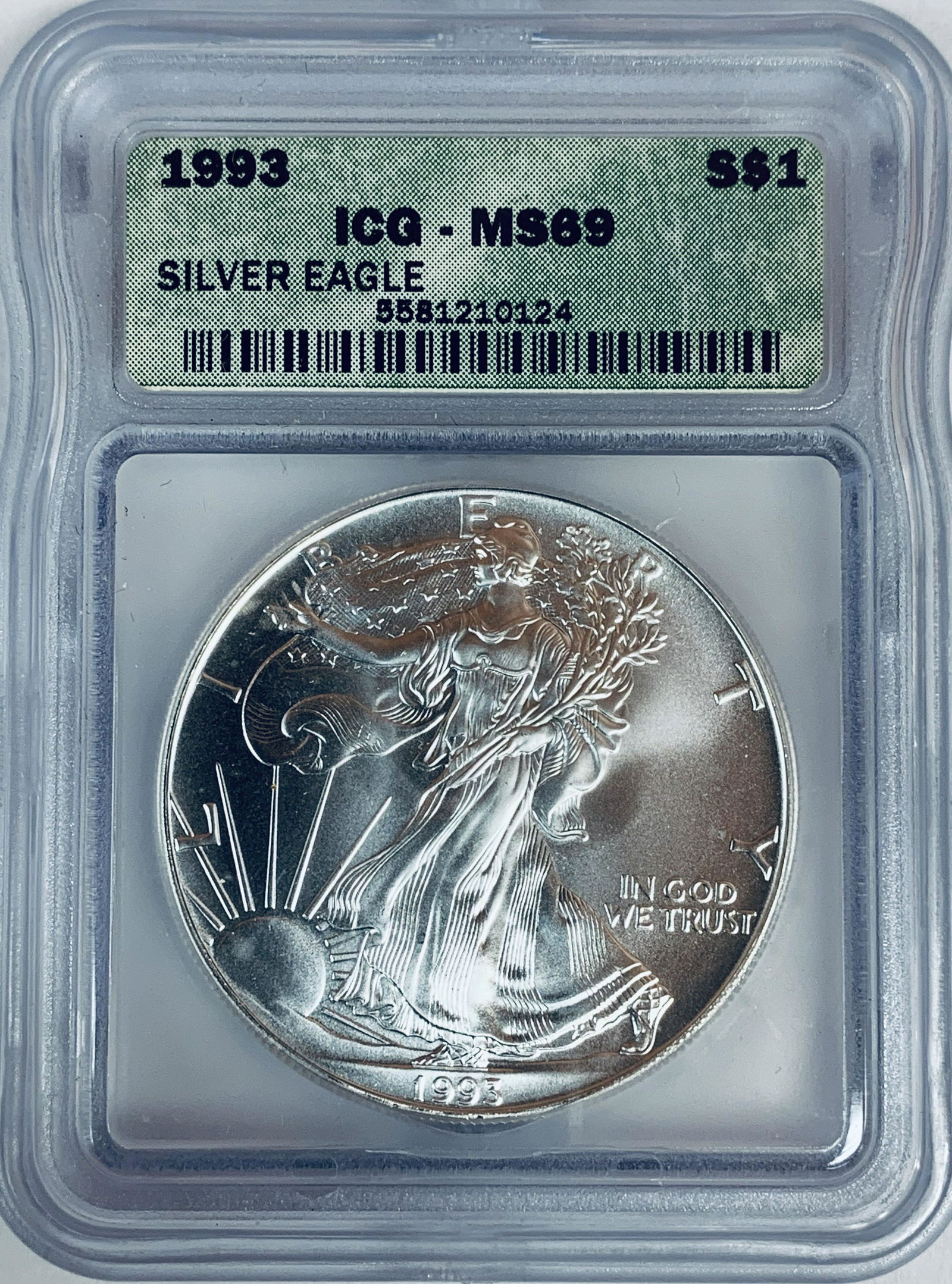 1993 $1 American Silver Eagle ICG MS69 (1 of 2)