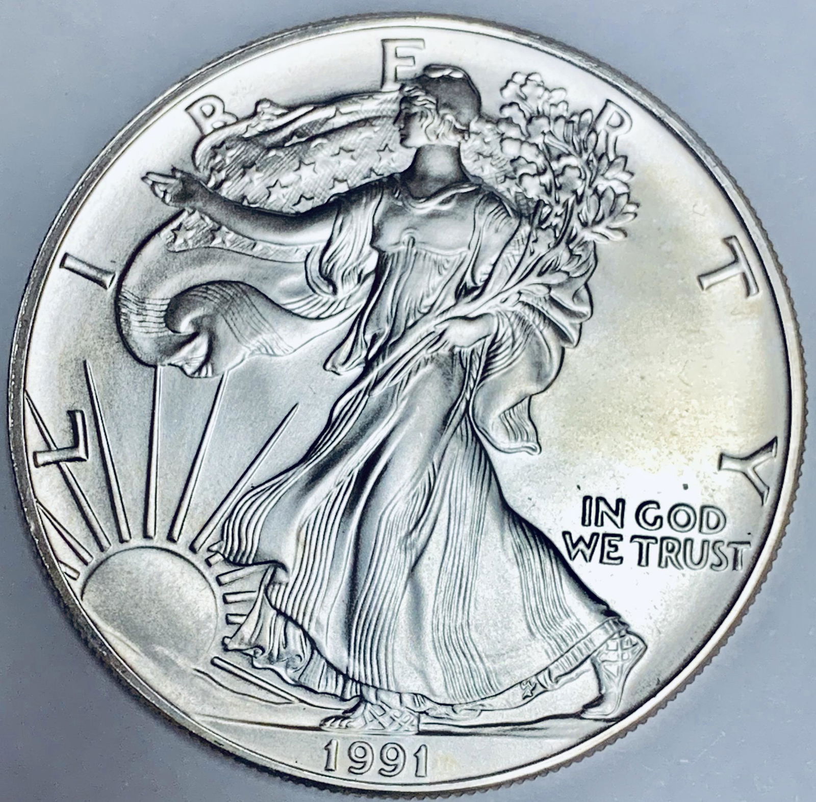 1991 $1 American Silver Eagle 1oz .999 Fine Silver BU (1 of 2)