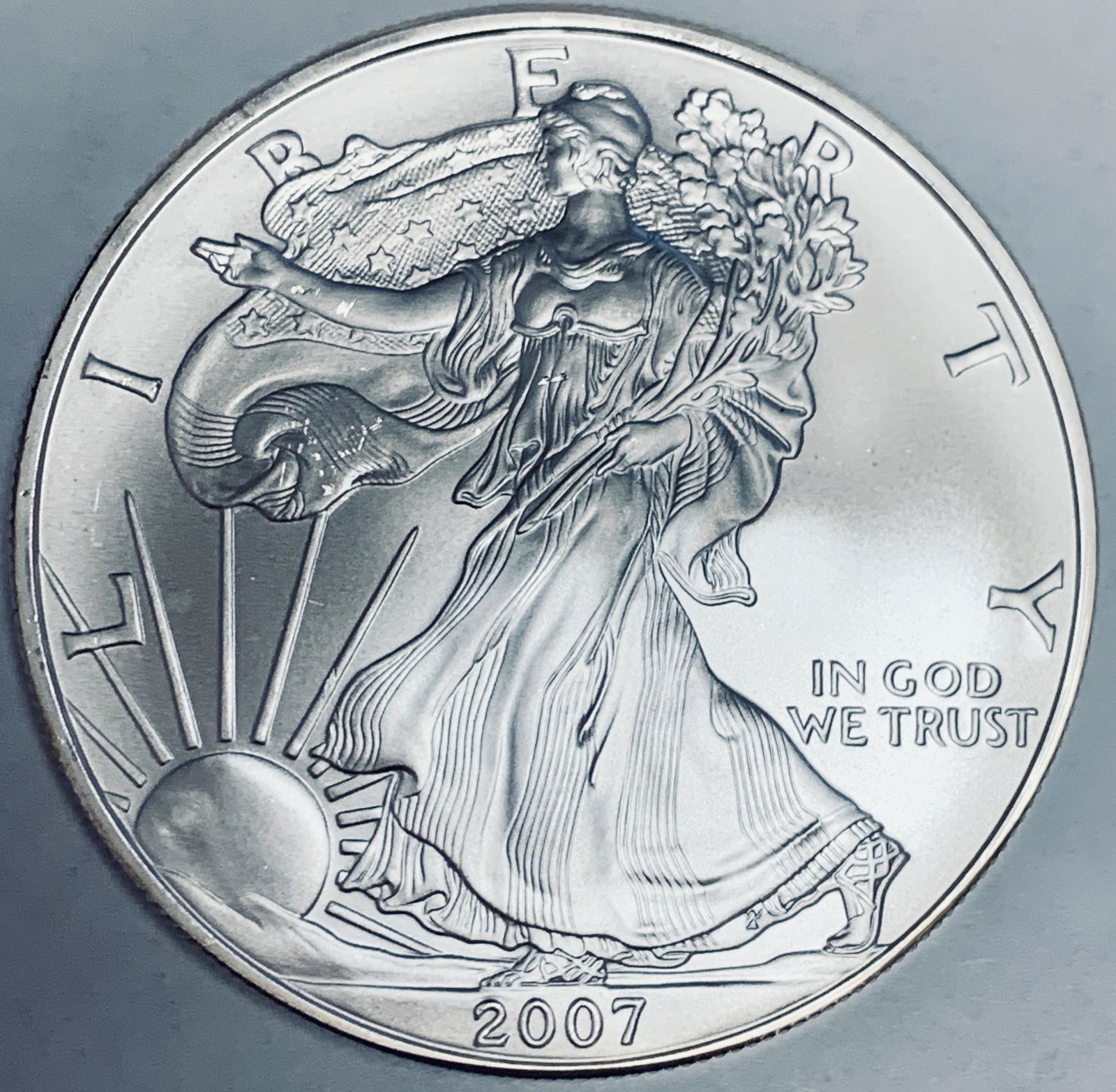 2007 $1 American Silver Eagle 1oz .999 Fine Silver BU (1 of 2)