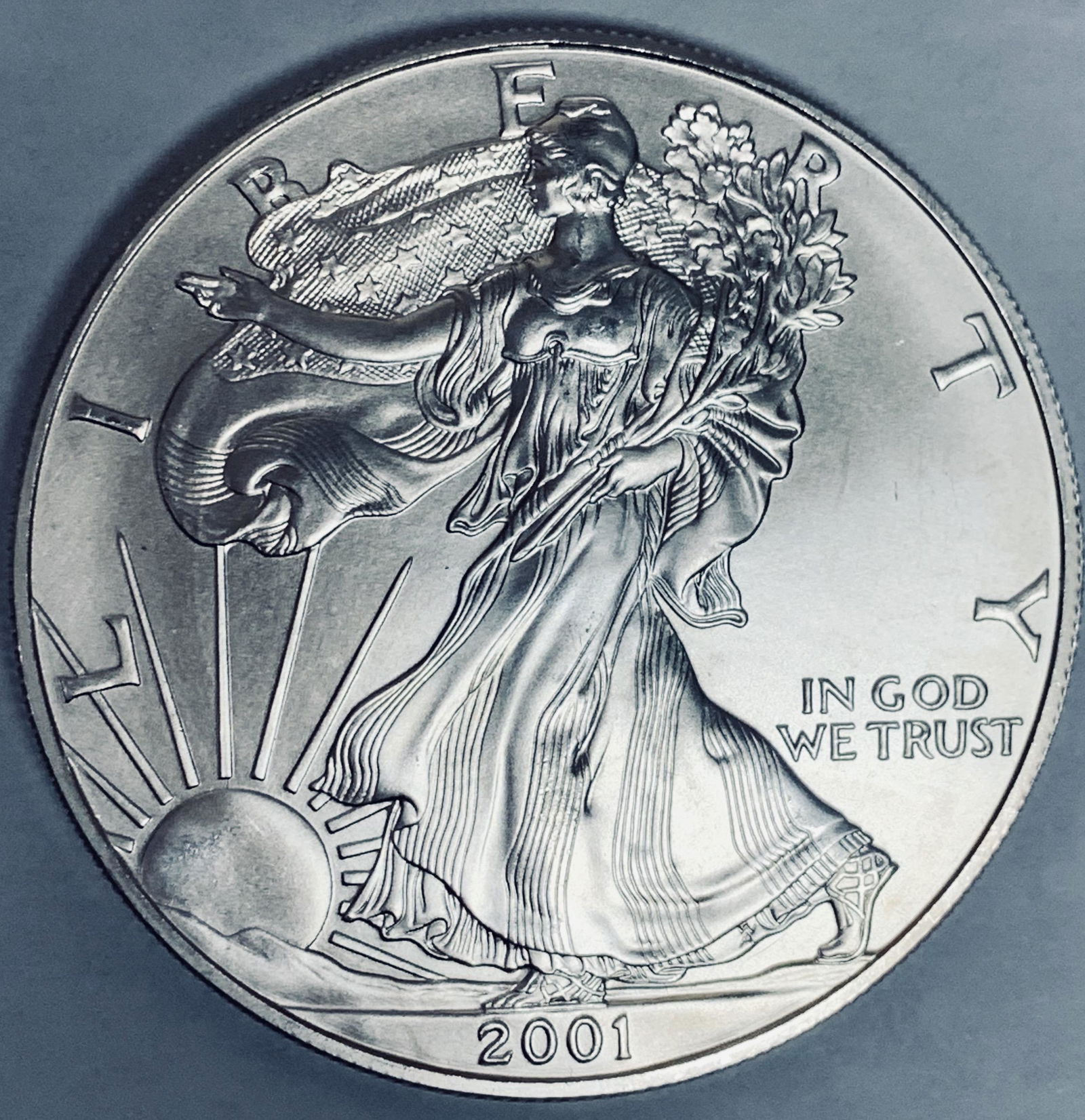2001 $1 American Silver Eagle 1oz Fine Silver BU (1 of 2)