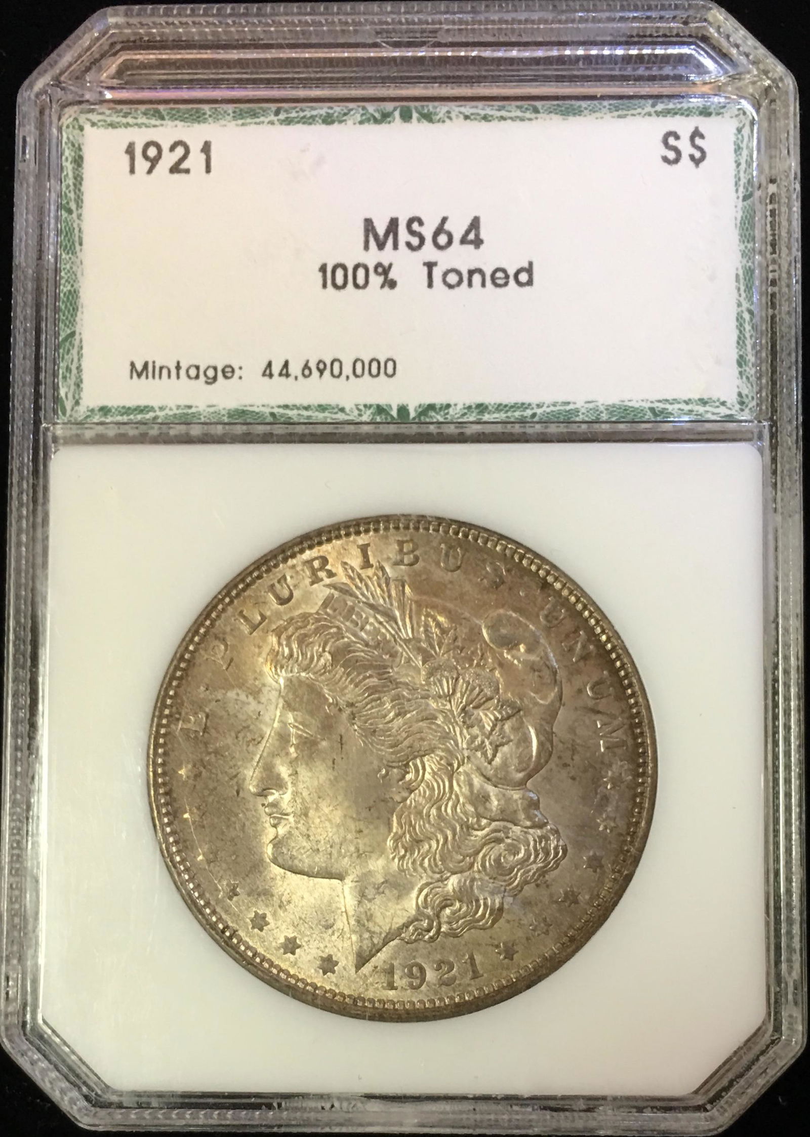 1921-P $1 Morgan Silver Dollar PCI MS64 - Toned - (1 of 2)
