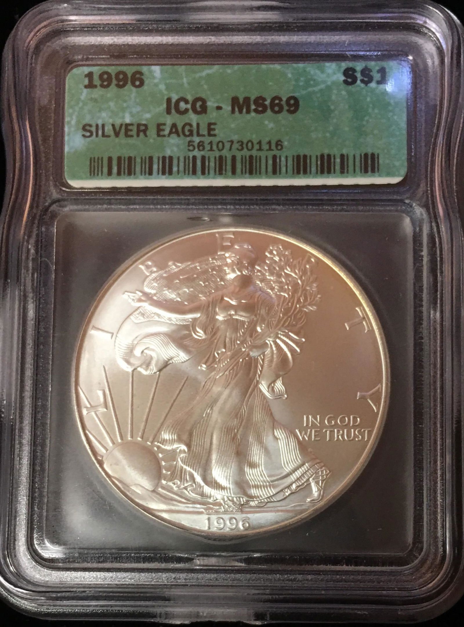 1996 $1 American Silver Eagle ICG MS69 - Key Date (1 of 2)