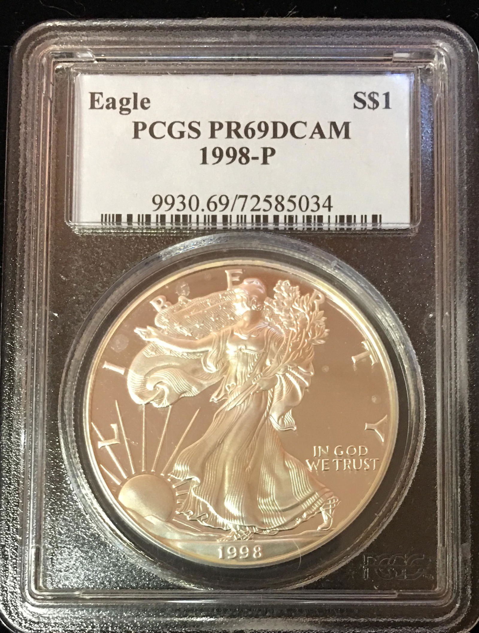 1998-P $1 Proof American Silver Eagle PCGS PR69DCAM - (1 of 2)