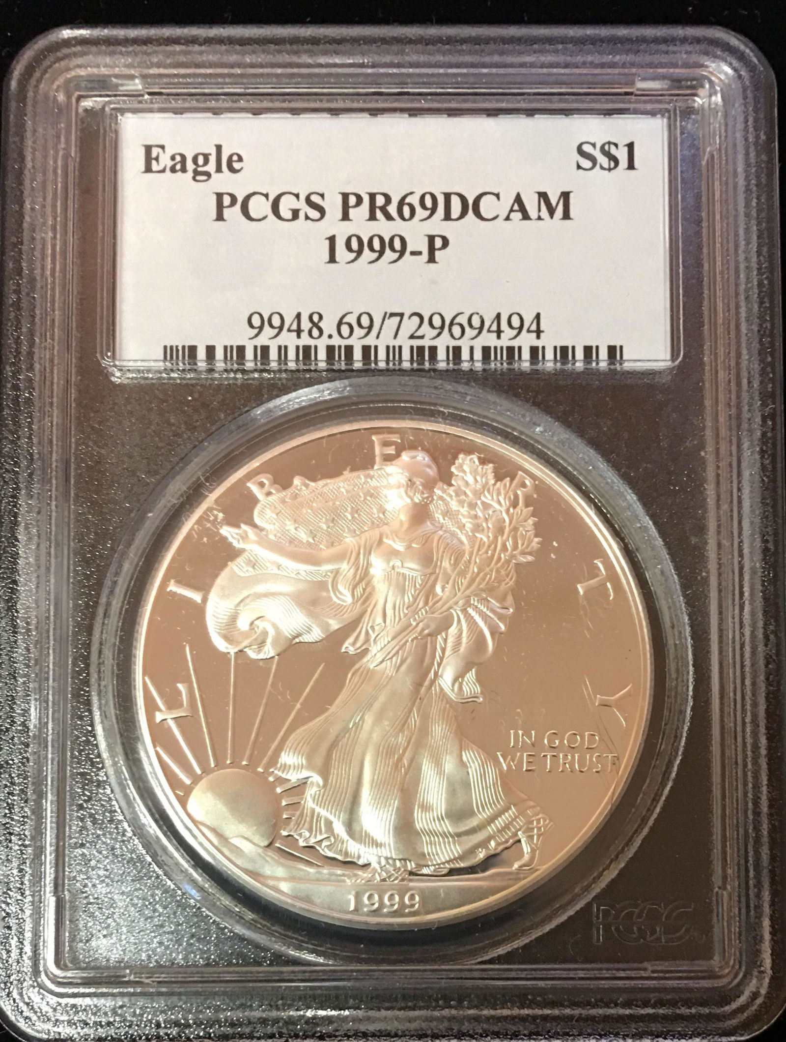 1999-P $1 Proof American Silver Eagle PCGS PR69DCAM - (1 of 2)