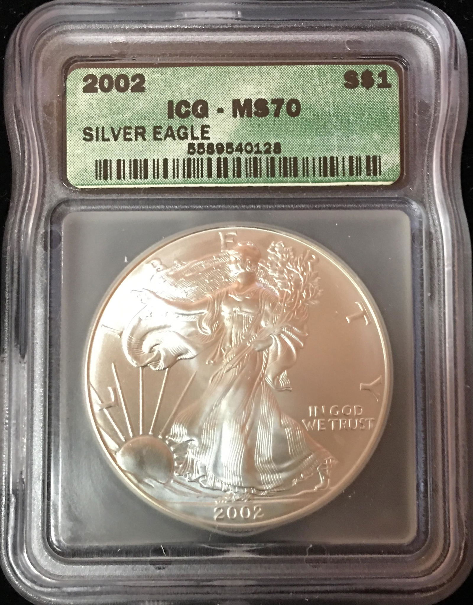 2002 $1 American Silver Eagle ICG MS70 - White - 1 oz (1 of 2)