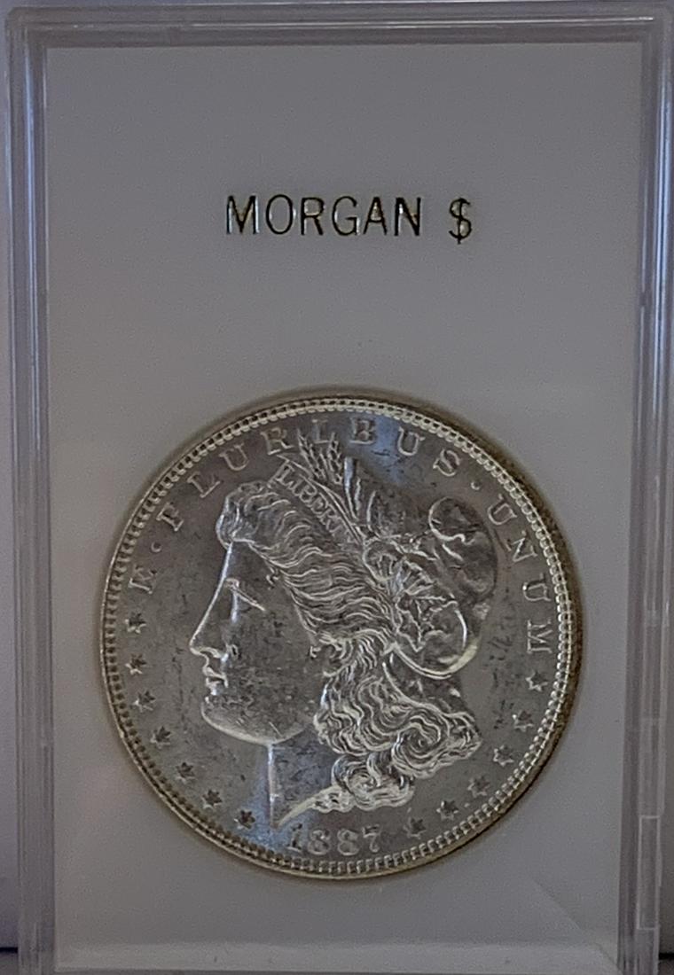 1887-P $1 Morgan Silver Dollar BU White (1 of 4)