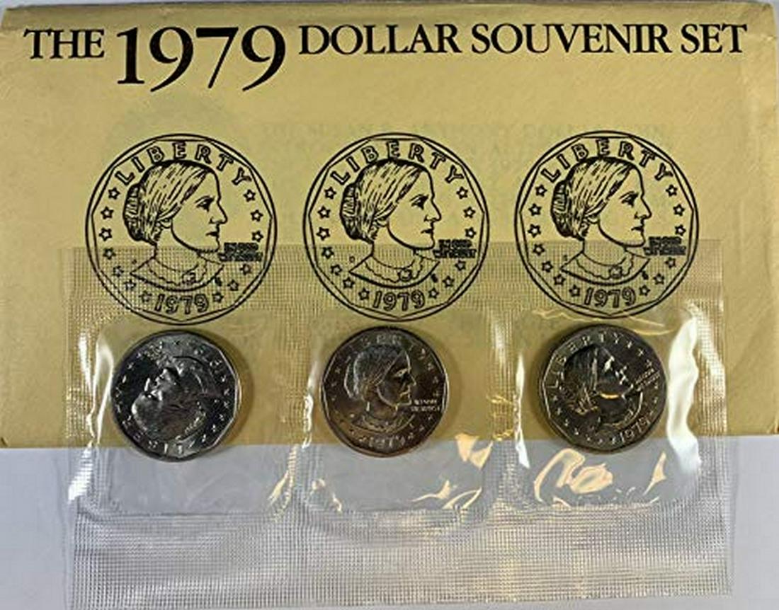 1979 P, D, S Susan B. Anthony US Mint Souvenir Set BU (1 of 2)