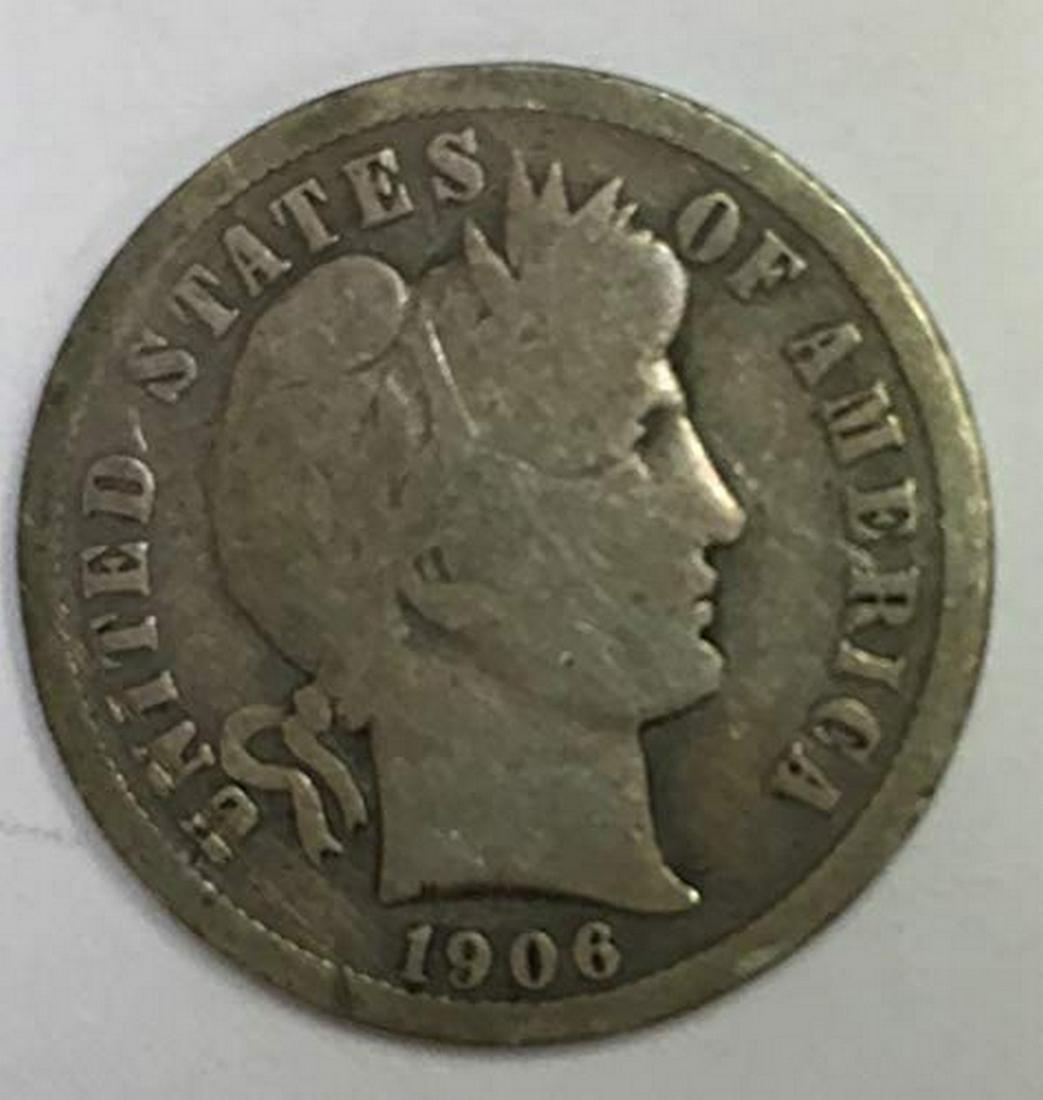 1906 D Barber Dime 90% Silver 10c Average Circulated (1 of 1)