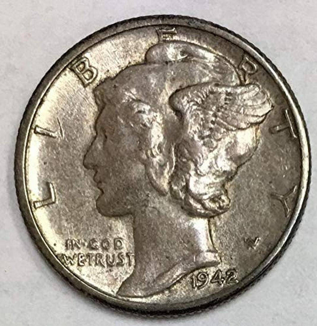 1942 D Mercury Dime 90% Silver 10c EF (1 of 1)