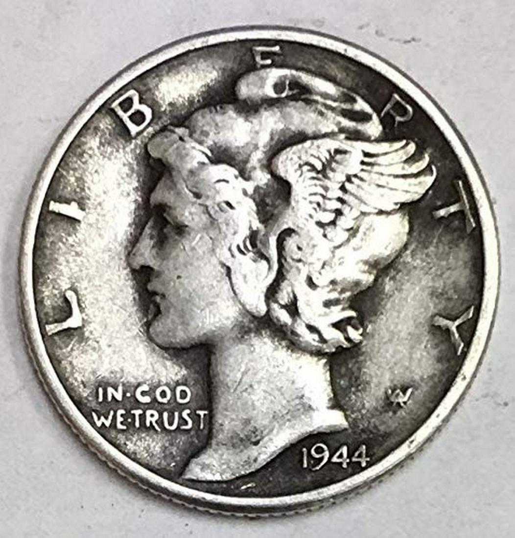 1944 P Mercury Dime 90% Silver 10c Fine (1 of 1)
